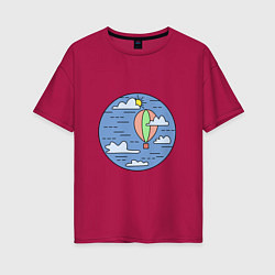 Женская футболка оверсайз Воздушный шар в небе с тучами