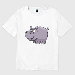 Футболка оверсайз женская Милый Бегемот, цвет: белый