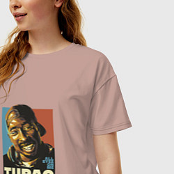 Футболка оверсайз женская Tupac - All Eyez On me, цвет: пыльно-розовый — фото 2