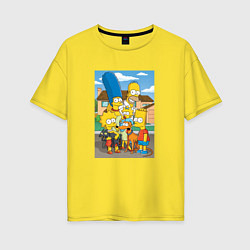 Футболка оверсайз женская Любимые Симпсоны, цвет: желтый