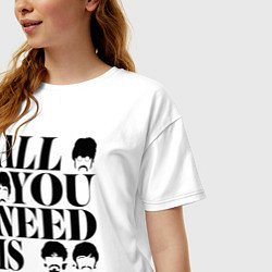 Футболка оверсайз женская ALL YOU NEED IS LOVE THE BEATLES, цвет: белый — фото 2
