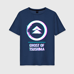 Женская футболка оверсайз Ghost of Tsushima в стиле Glitch Баги Графики