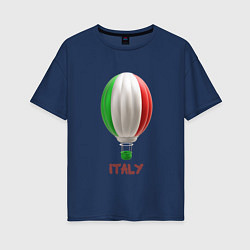 Футболка оверсайз женская 3d aerostat Italy flag, цвет: тёмно-синий