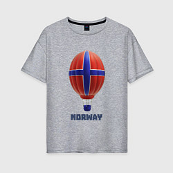 Женская футболка оверсайз 3d aerostat Norway flag