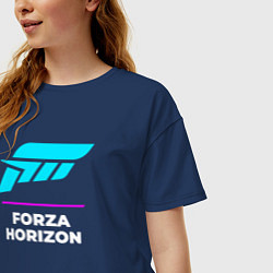 Футболка оверсайз женская Символ Forza Horizon в неоновых цветах, цвет: тёмно-синий — фото 2