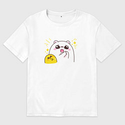 Футболка оверсайз женская Цыпа и медведь, цвет: белый