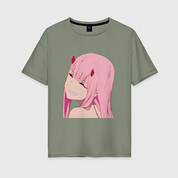 Женская футболка оверсайз Zero Two крупный план