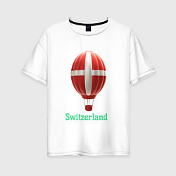 Футболка оверсайз женская 3d aerostat Switzerland flag, цвет: белый