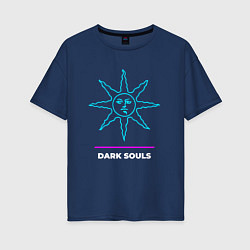 Футболка оверсайз женская Символ Dark Souls в неоновых цветах, цвет: тёмно-синий