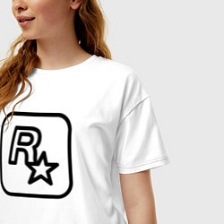 Футболка оверсайз женская Логотип Rockstar games чб, цвет: белый — фото 2