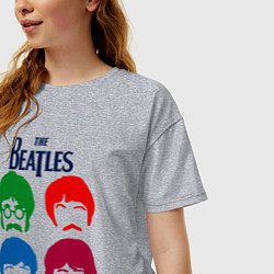 Футболка оверсайз женская The Beatles образы группы, цвет: меланж — фото 2