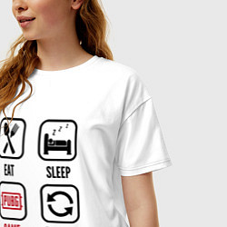 Футболка оверсайз женская Eat Sleep PUBG Repeat, цвет: белый — фото 2