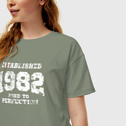 Футболка оверсайз женская Основана в 1982 году доведено до совершенства, цвет: авокадо — фото 2