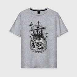 Женская футболка оверсайз The frigate and the Pirates Skull