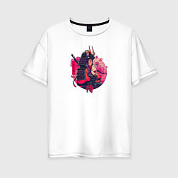 Женская футболка оверсайз Вишнёвый самурайSamurai