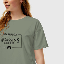 Футболка оверсайз женская Assassins Creed Gaming Champion: рамка с лого и дж, цвет: авокадо — фото 2