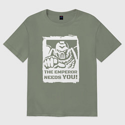 Футболка оверсайз женская Император нуждается в тебе! Белый постер, цвет: авокадо