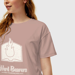 Футболка оверсайз женская Несущие слово лого винтаж, цвет: пыльно-розовый — фото 2