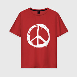Футболка оверсайз женская Pacific symbol white, цвет: красный