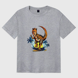 Футболка оверсайз женская TYRANNOSAURUS IN PURSUIT, цвет: меланж