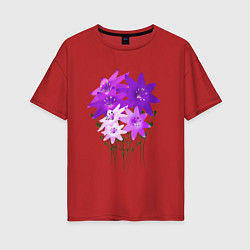 Женская футболка оверсайз Flowers purple light