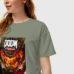 Футболка оверсайз женская Doom eternal - poster, цвет: авокадо — фото 2