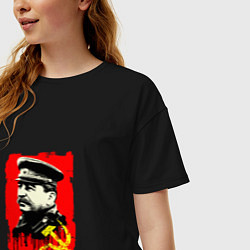 Футболка оверсайз женская СССР - Сталин, цвет: черный — фото 2