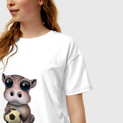 Футболка оверсайз женская Футбол - Бегемот, цвет: белый — фото 2