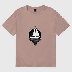 Женская футболка оверсайз Яхта в круге