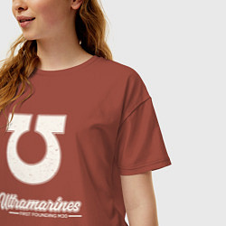 Футболка оверсайз женская Ультрамарины винтаж лого, цвет: кирпичный — фото 2