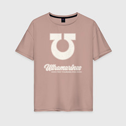 Футболка оверсайз женская Ультрамарины винтаж лого, цвет: пыльно-розовый