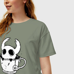 Футболка оверсайз женская Hollow Knight рыцарь в чашке, цвет: авокадо — фото 2