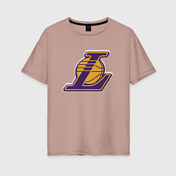 Женская футболка оверсайз ЛА Лейкерс объемное лого