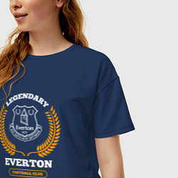 Футболка оверсайз женская Лого Everton и надпись legendary football club, цвет: тёмно-синий — фото 2