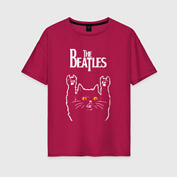 Женская футболка оверсайз The Beatles rock cat