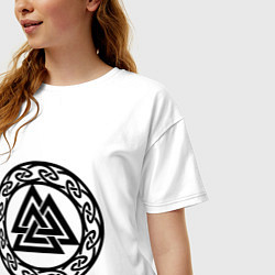 Футболка оверсайз женская Валькнут - символ Одина, цвет: белый — фото 2