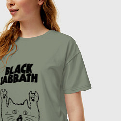Футболка оверсайз женская Black Sabbath - rock cat, цвет: авокадо — фото 2