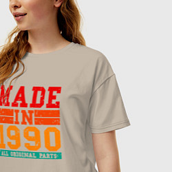 Футболка оверсайз женская Сделано в 1990 году, цвет: миндальный — фото 2