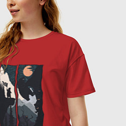 Футболка оверсайз женская Оранжевая луна и дикий альпинизм, цвет: красный — фото 2