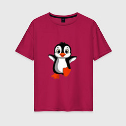 Женская футболка оверсайз Маленький крошка пингвин