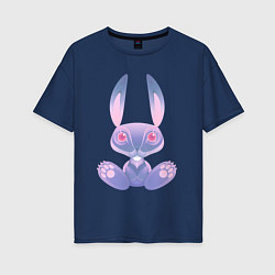 Женская футболка оверсайз Кролик синий