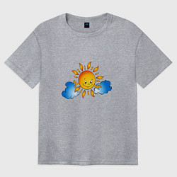 Футболка оверсайз женская Солнышко и облака, цвет: меланж