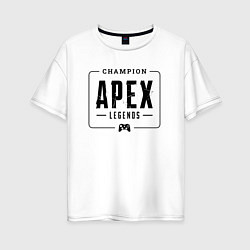 Футболка оверсайз женская Apex Legends gaming champion: рамка с лого и джойс, цвет: белый