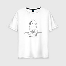 Женская футболка оверсайз Милый Кролик карандашом