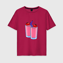 Женская футболка оверсайз Два бокала с коктейлем