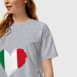 Футболка оверсайз женская Сердце - Италия, цвет: меланж — фото 2