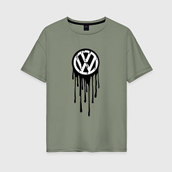 Футболка оверсайз женская Volkswagen - art logo, цвет: авокадо
