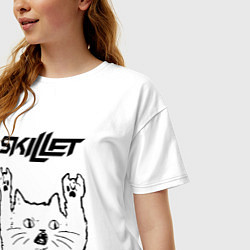 Футболка оверсайз женская Skillet - rock cat, цвет: белый — фото 2