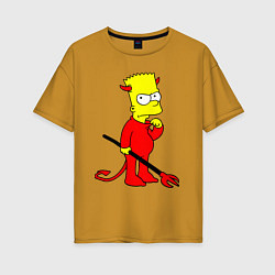 Футболка оверсайз женская Bart Simpson - devil, цвет: горчичный