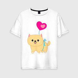Женская футболка оверсайз Милая собачка с шариком